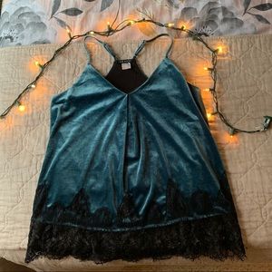 Teal velvet adjustable Venus tank